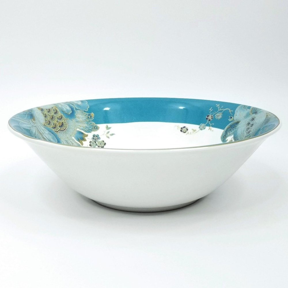 222 Fifth Eliza Teal Round Serving Bowl 10" Floral